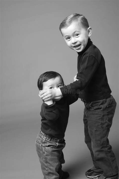 Two Brothers Stock Photo Image Of Siblings White Plain 7403528