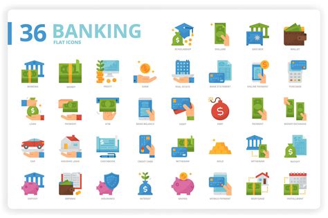 36 Banking Icons X 3 Styles Outline Icons ~ Creative Market