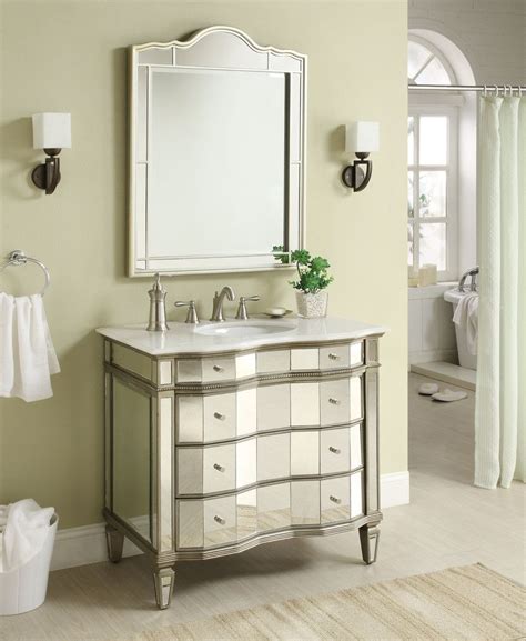 A complement to any style of home decor,a complement to any style of home decor, the glacier bay 36 in. 36 inch Adelina Mirrored Bathroom Vanity Imperial White ...