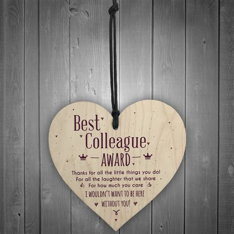 Best Colleague Award Hanging Heart Plaque Work Friendship Thanks