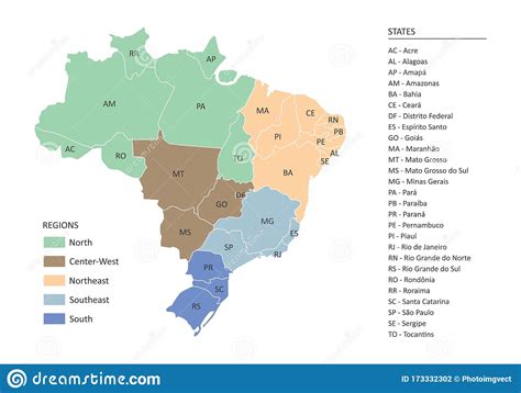 Map Of Brazil Stock Illustration Illustration Of Cartography 173332302