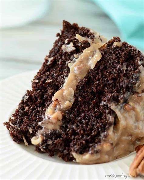 Easy german chocolate cake recipe with cake mix, homemade with simple ingredients. Homemade German Chocolate Cake Recipe - Creations by Kara