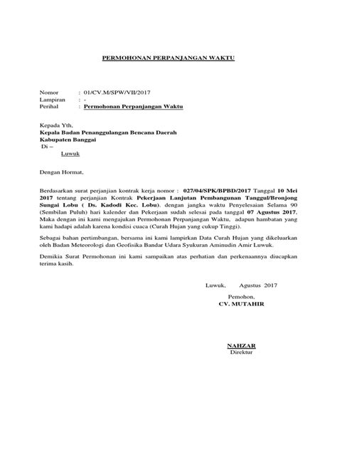 Pembuatan surat kontrak kerja proyek ternyata tak begitu sulit. Surat Permohonan Perpanjangan Kontrak Kerja