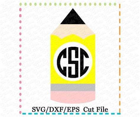 Download Monogram Pencil Cutting File SVG DXF EPS - Creative Appliques