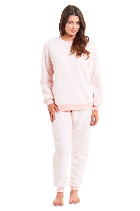 women s fluffy fleece pyjamas twosie soft teddy pyjama set pjs size 8 22 ebay