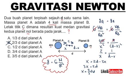 Kuat Medan Gravitasi Nol Hukum Gravitasi Newton Fisika Sma Kelas