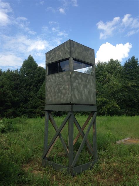 Deer are especially susceptible to such scenarios. 4x4 shooting house with sliding plexiglass windows camouflaged with camo spray paint and pine ...