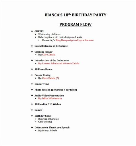 30 Program For 70th Birthday Party Example Document Template
