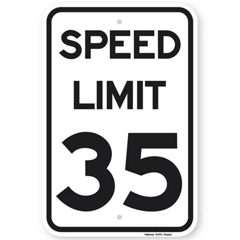 Speed Limit 35 Mph Sign 18x24 Premium Vinyl Non Reflective Aluminum