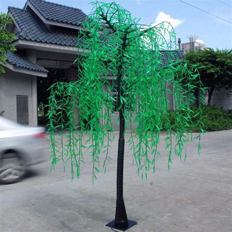 Outdoor Decorative Green Led Lighted Willow Trees Yandecor