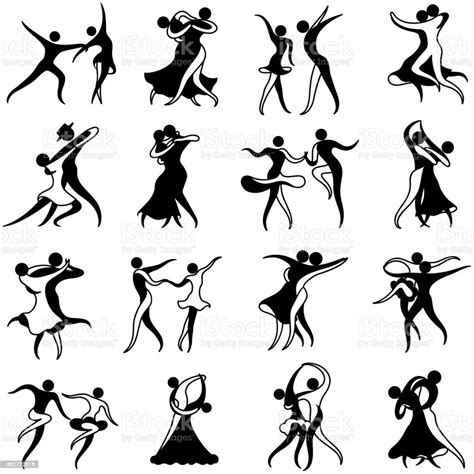 Ballroom And Latin Dance Styles Icons Set Stock Illustration Download