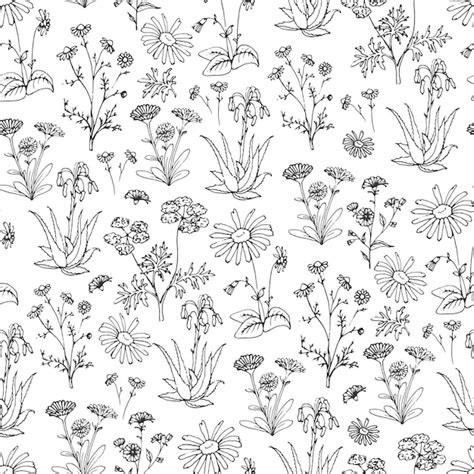 Hand Drawn Flowers Pattern Background Stock Image Everypixel