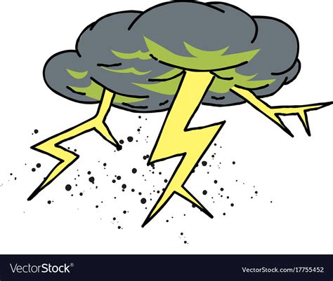 Lightning Bolt Cartoon Hand Drawn Image Royalty Free Vector