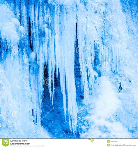 Frozen Waterfall Of Blue Icicles Stock Photo Image Of Fresh