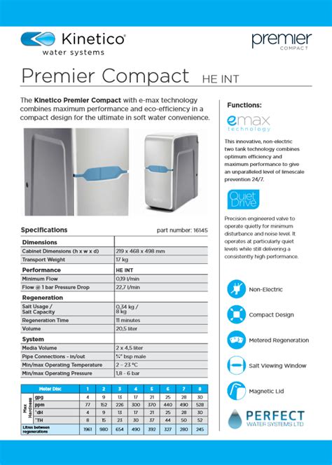 Kinetico Premier Compact Water Softener Perfect Water Systems