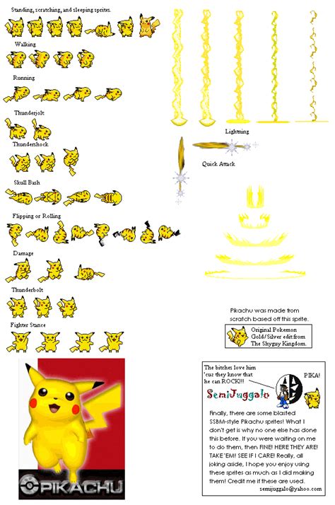 Semijuggalo Pikachu Recolored Sprite Sheet By Scott910 On Deviantart