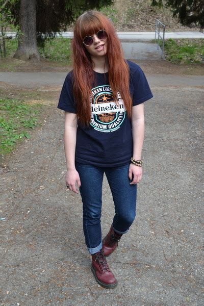 Edgy platforms are a great match for cropped jeans, especially when the. Crimson Dr Martens Boots, Blue New Yorker Jeans, Navy ...