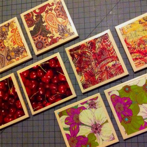 Diy Mod Podge Paper Or Pictures To Tiles For Coasters Diy Mod Podge
