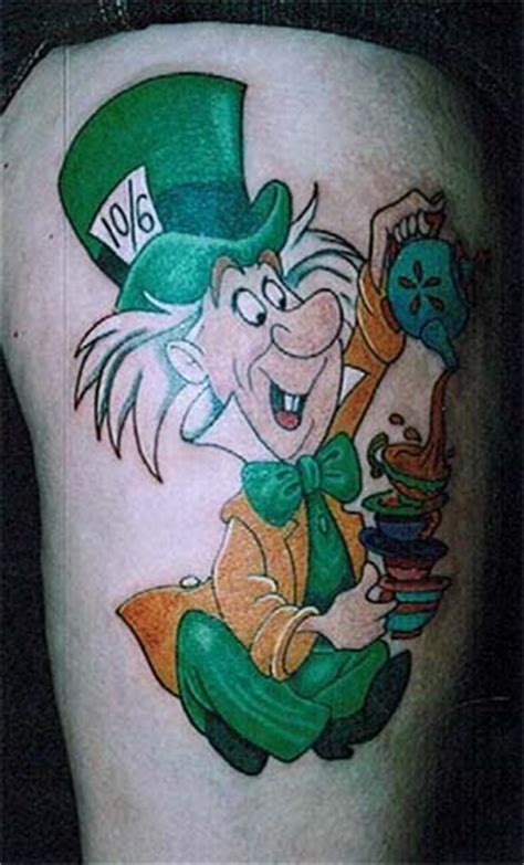 A Cute Tattoo Of The Mad Hatter From The Walt Disney Movie