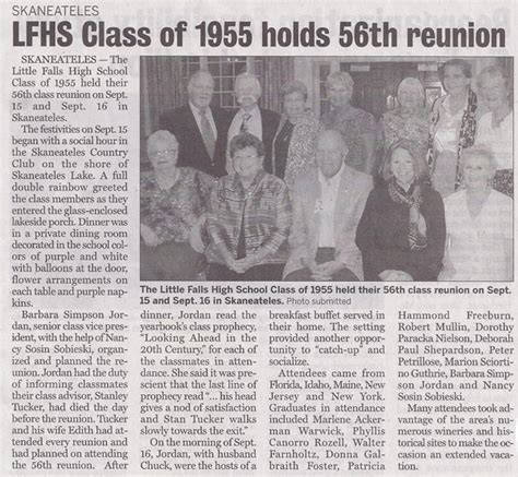 Class Of 1955 56th Reunion Little Falls High School Alumni Network