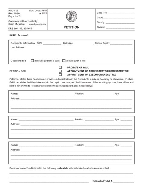2020 2024 Form Ky Aoc 805 Fill Online Printable Fillable Blank