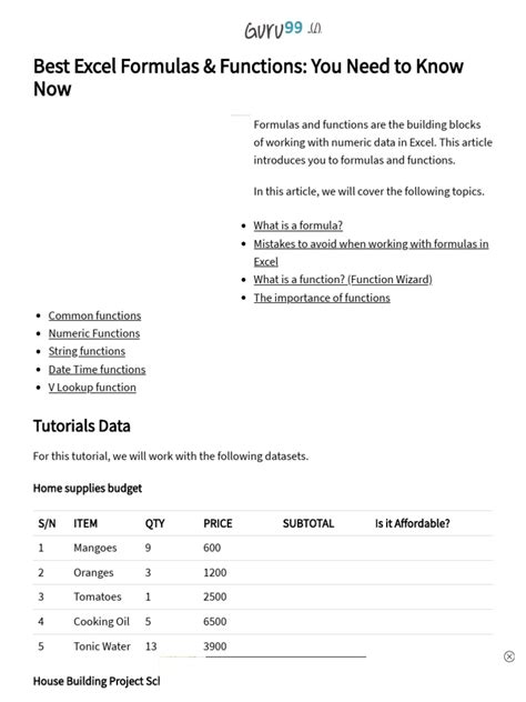 Best Excel Formulas And Functions You Need To Know Now Pdf