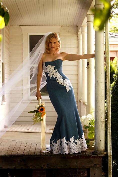 Denim And Lace Rustic Country Wedding Dress Sample Sale Size 6