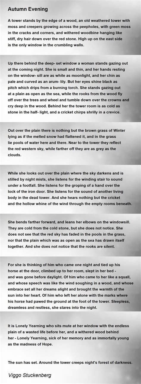 Autumn Evening Poem by Viggo Stuckenberg - Poem Hunter