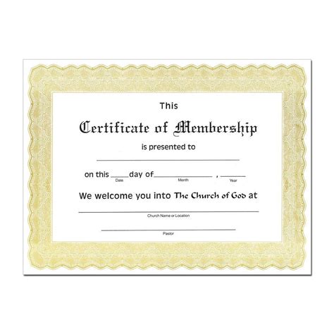 Free printable certificate of baptism, for the new member of the church. Church Membership Certificate