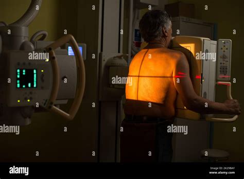 Senior Man X Ray Medical Scan Examination In A Modern Hospital Color