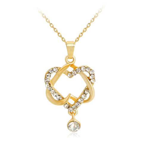 Danbihuabi Fashion Gold Color Crystals Hollow Pendant Necklace For