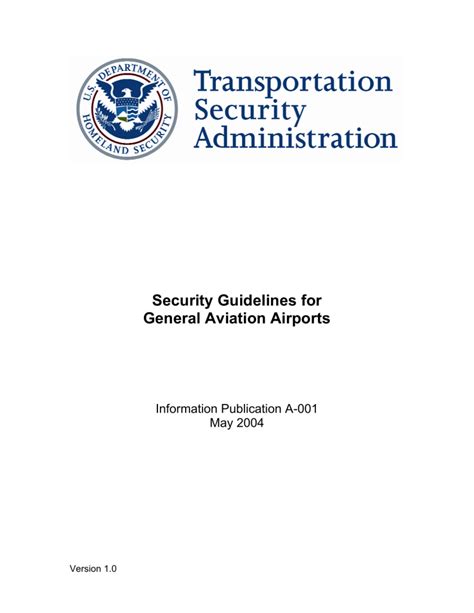 Tsa A 001 Security Guidelines For General Aviation Airports