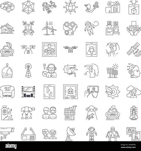 Future Trends Line Icons Signs Symbols Vector Linear Illustration