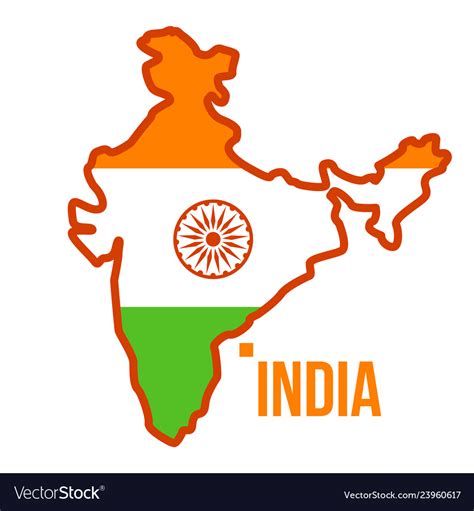 India Map Flag Isolated Flat Cartoon Royalty Free Vector