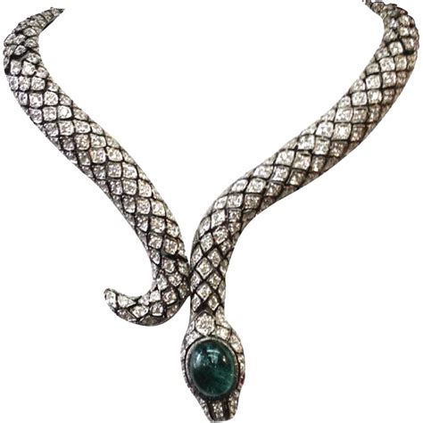 Snake Crystal encrusted Serpent Sterling Necklace from coach-house on RubyLUX