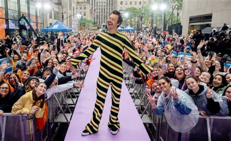 Harry Styles Candy Striped Onesie On The Today Show Plaza Had America