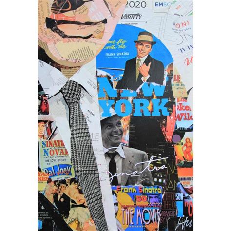 jim hudek sinatra blue black and white contemporary mixed media pop art collage portrait 21st