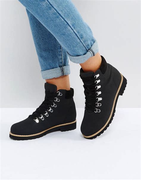 asos adriana hiker ankle boots black boots lace up ankle boots trending boots