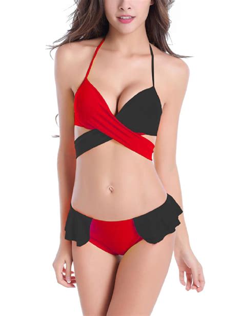 mounchain women sexy bikini swimsuit set cross bandage brassiere and briefs seductive beach wear