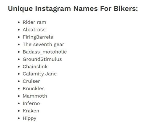 unique instagram names for bikers cute instagram names instagram names best instagram names