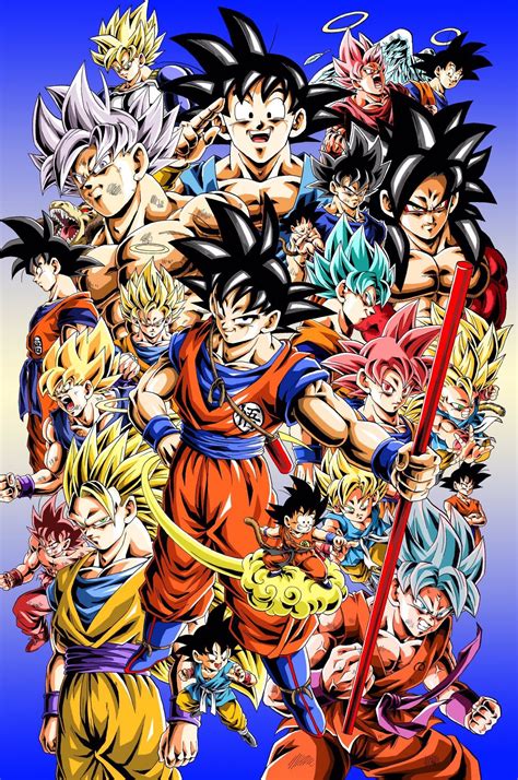 Goku All Forms Poster Wallpaper Do Goku Transformações De Goku