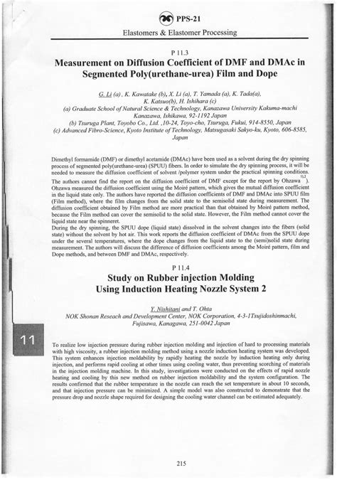 Pdf Measurement On Diffusion Coefficient Of Dmf And Dmac In Segmented