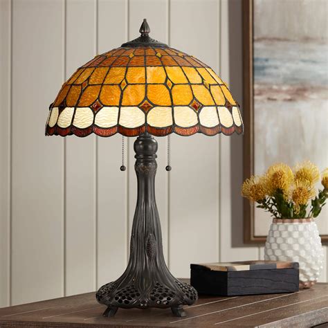 Merriweather Tiffany Style Glass Shade Table Lamp With Pull Chain
