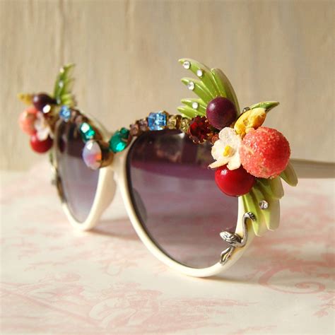 Vintage Quirky Rhinestone And Fruit Sunglasses