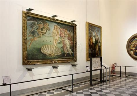 Hall With Paintings By Botticelli Uffizi Gallery Florence Editorial