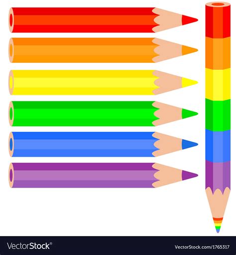 Set Of Colored Pencil A Rainbow Pencil Near Vector Image