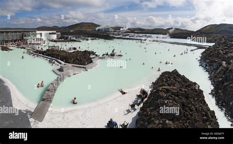 Iceland View Of The Blue Lagoon A Geothermal Spa Located In A Lava