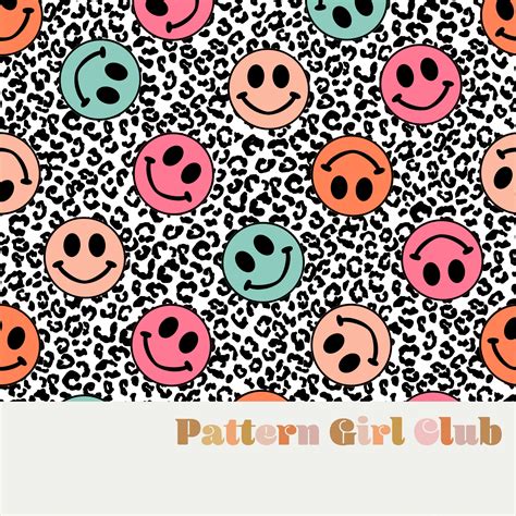 Retro Smiley Summer Print Seamless Repeat Pattern For Etsy