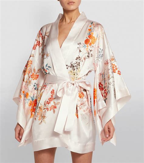 Womens Meng Pink Floral Silk Short Kimono Harrods Uk