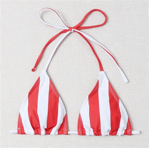 Red And White Stripe Bikinis Bikini Tops Triangle Bikini My Xxx Hot Girl
